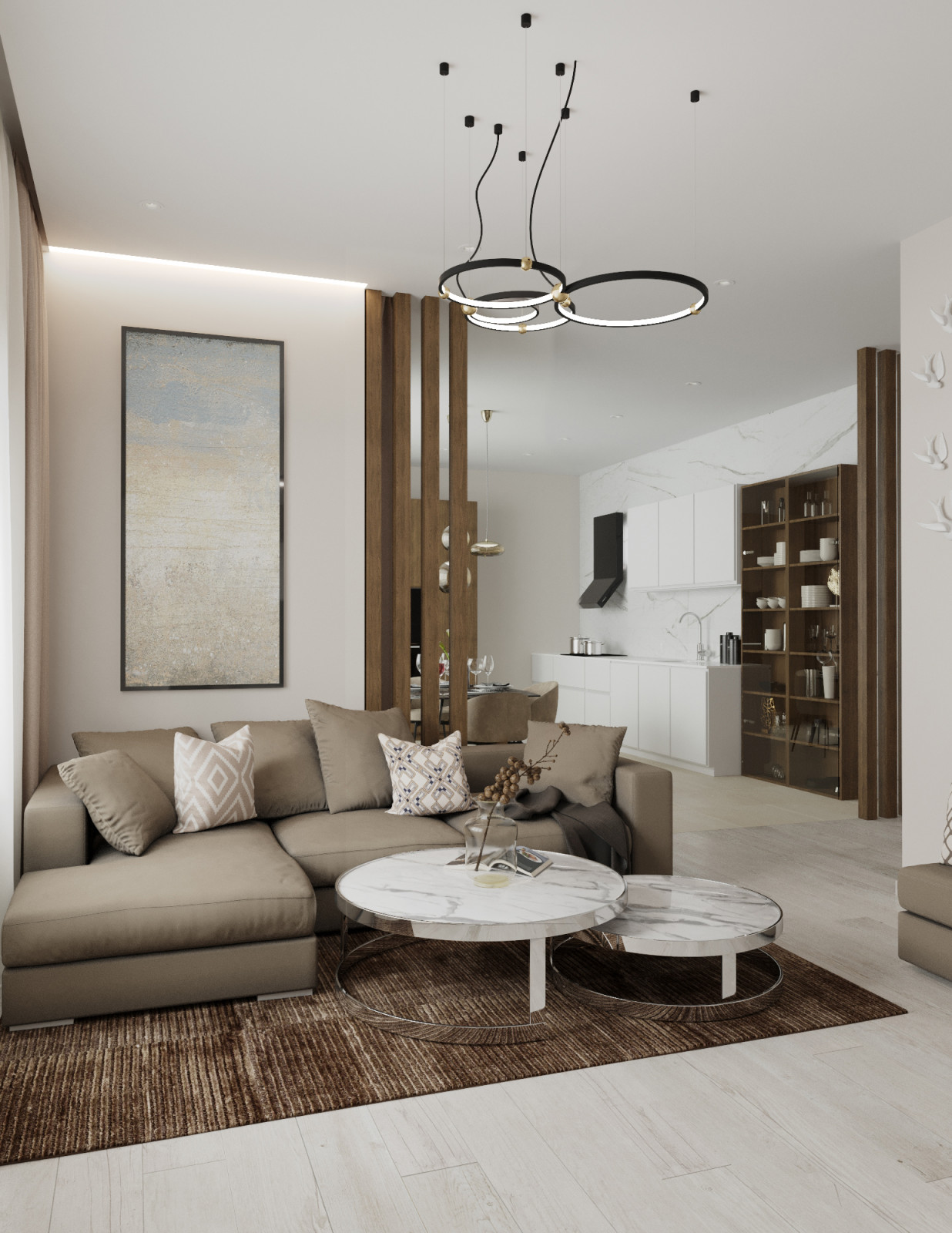 Просторная квартира в пастельных тонах