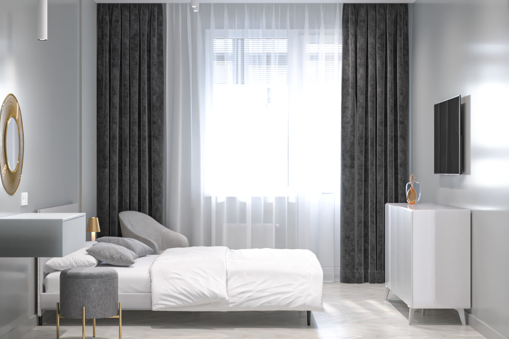 Серый монохром. Проект однокомнатной квартиры для сдачи