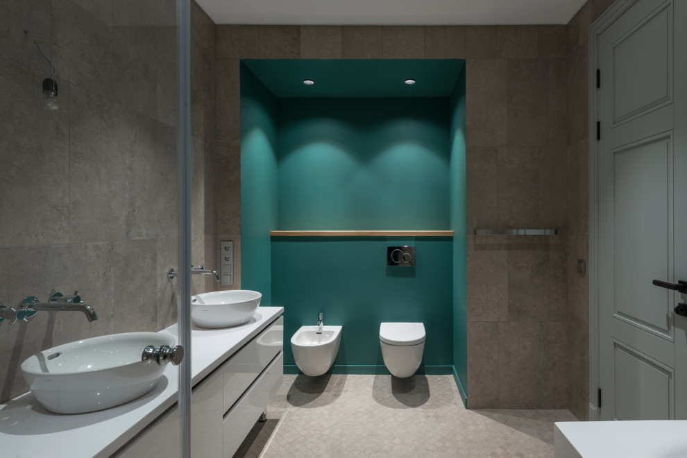 Тумба в ванную комнату под две раковины.