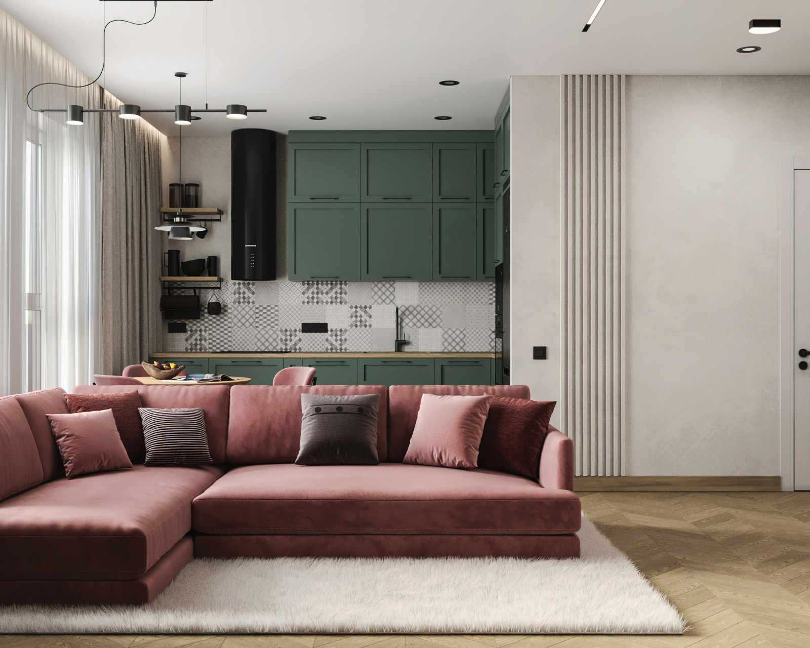 15. Coral 104м². Кухня-гостиная