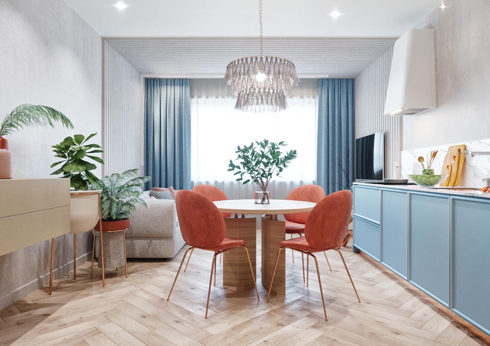 Двухкомнатная квартира 45 кв. м. в современном стиле