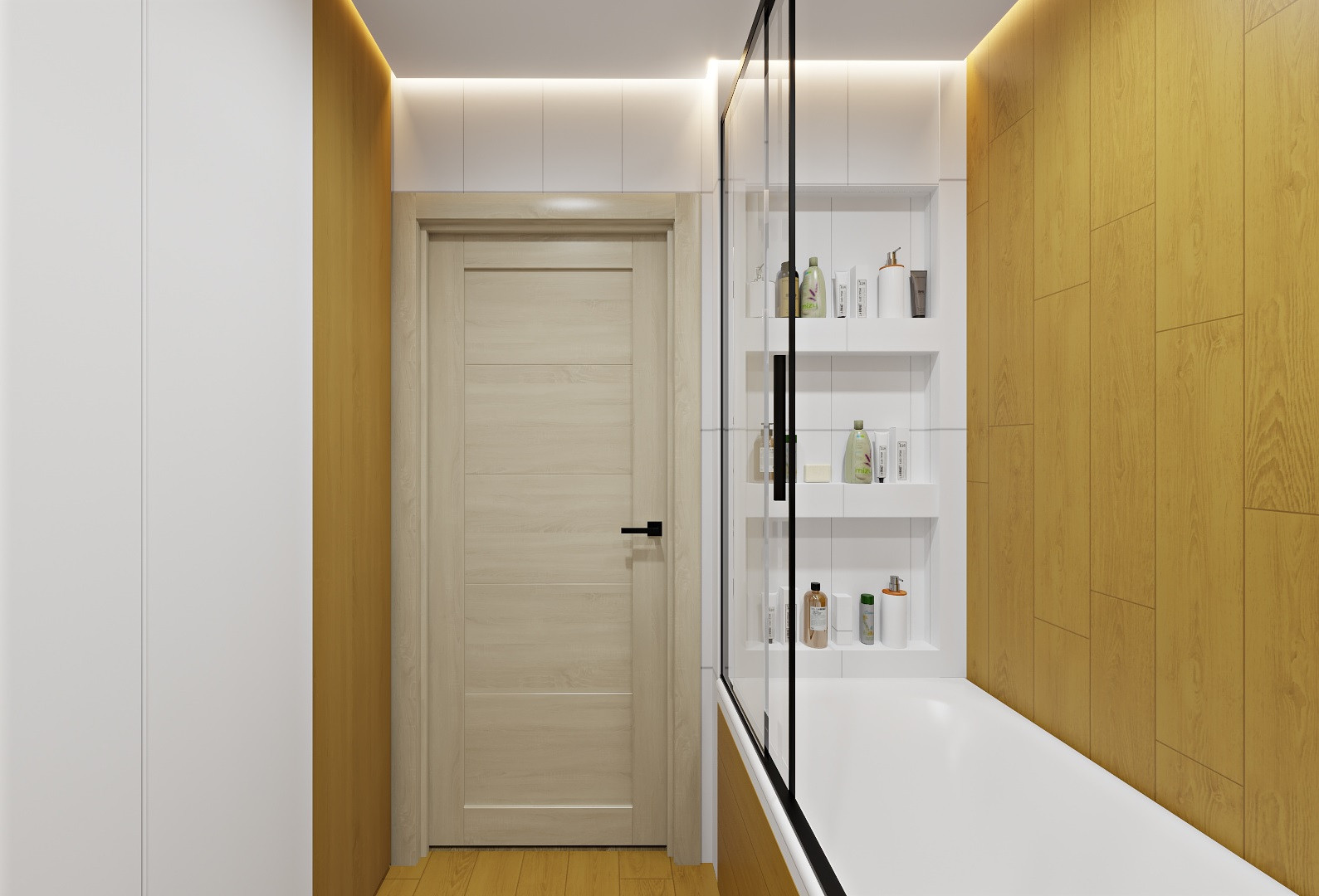 Обложка проекта: Строгость и тепло в сан.узлах