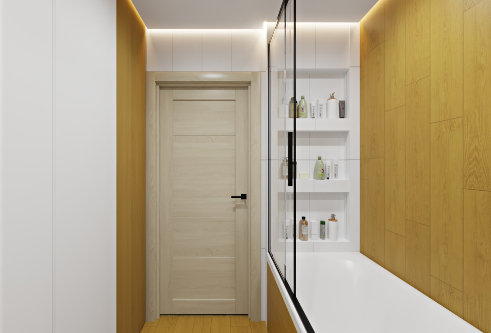 Обложка проекта: Строгость и тепло в сан.узлах