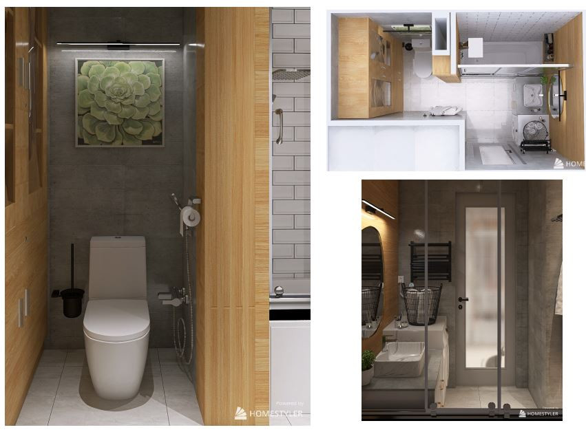 Проект квартиры 46,59 кв.м. (планировка, коллажи, 3D-визуализации)