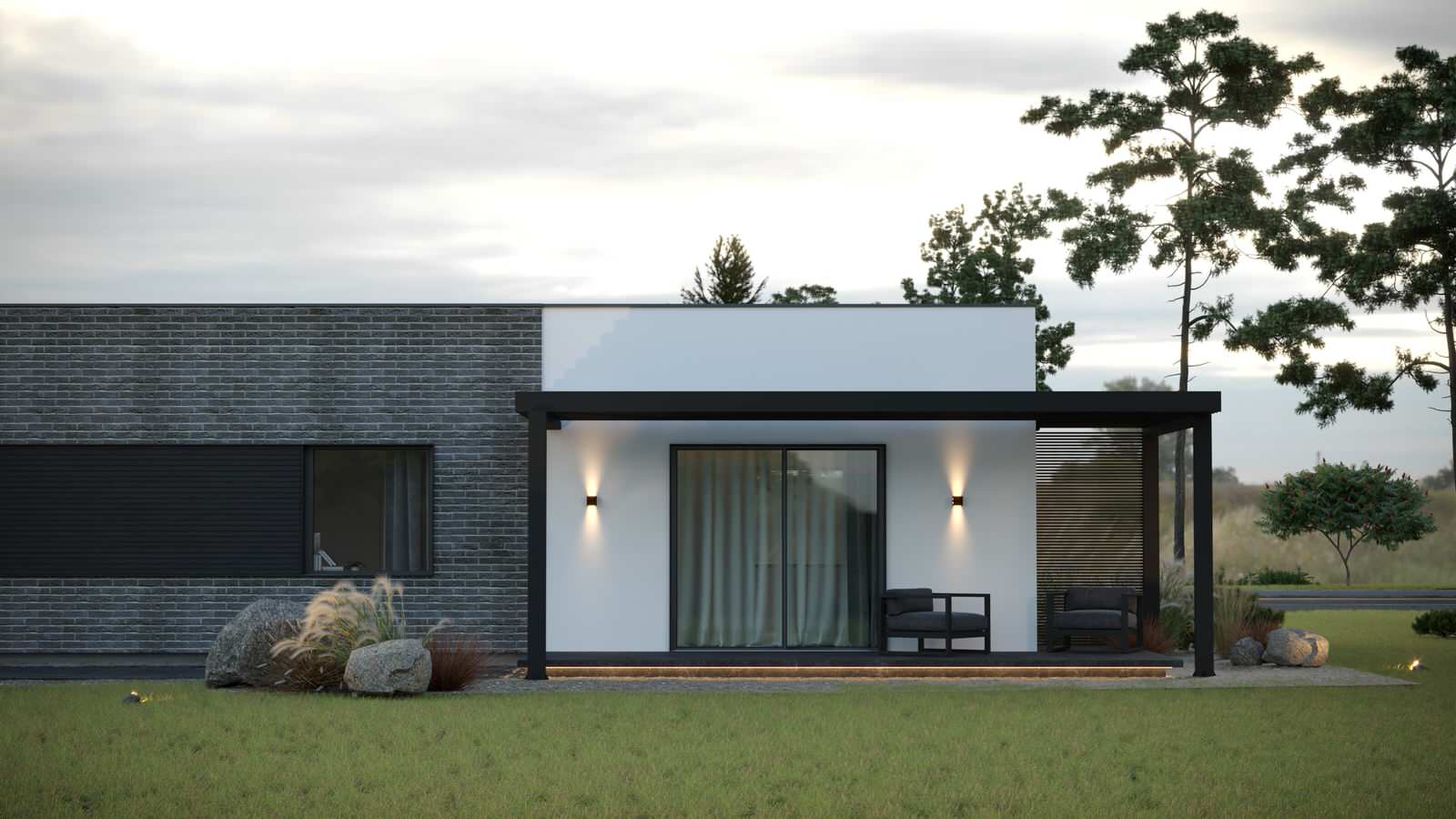 Экстерьер, Архитектура частного дома 110 м2 "Flat House Greey"