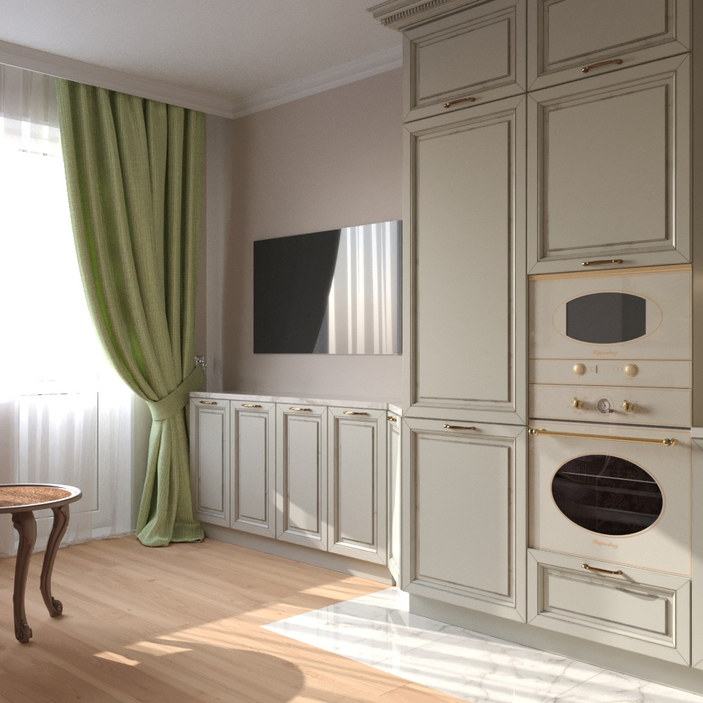 Классический интерьер однокомнатной квартиры в ЖК "Татьянин парк"