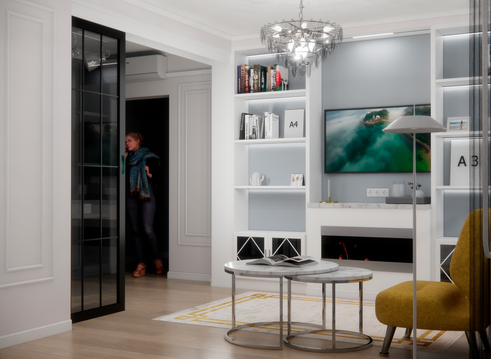 Гостиная, холл и балкон, Нарвская