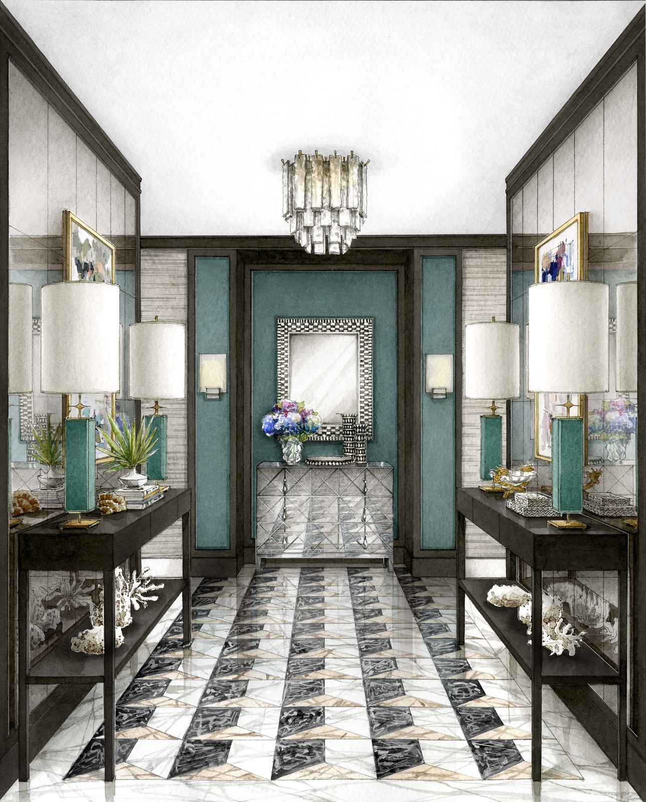 Эскизный проект квартиры в Казани для дизайн-студии Марины Кочеровой