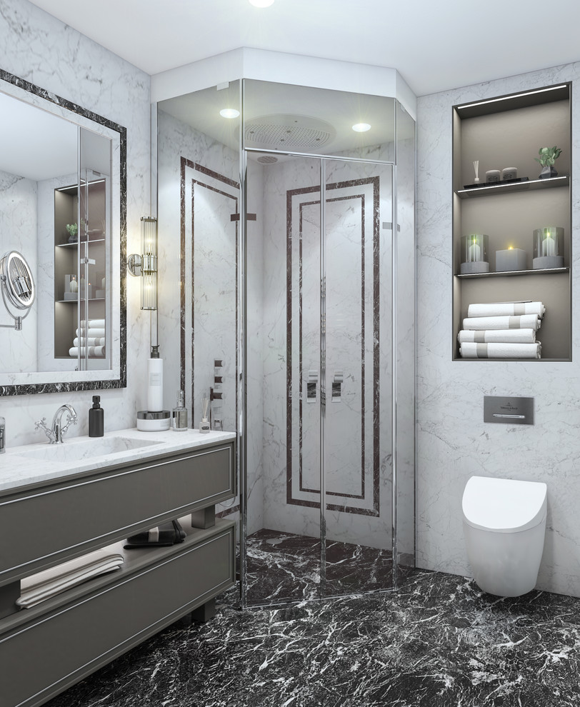 Визуализация квартиры. Серый тон - основной.