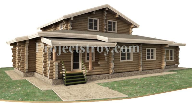 Проект деревянного дома из бревна рубленого 20 х 14 м