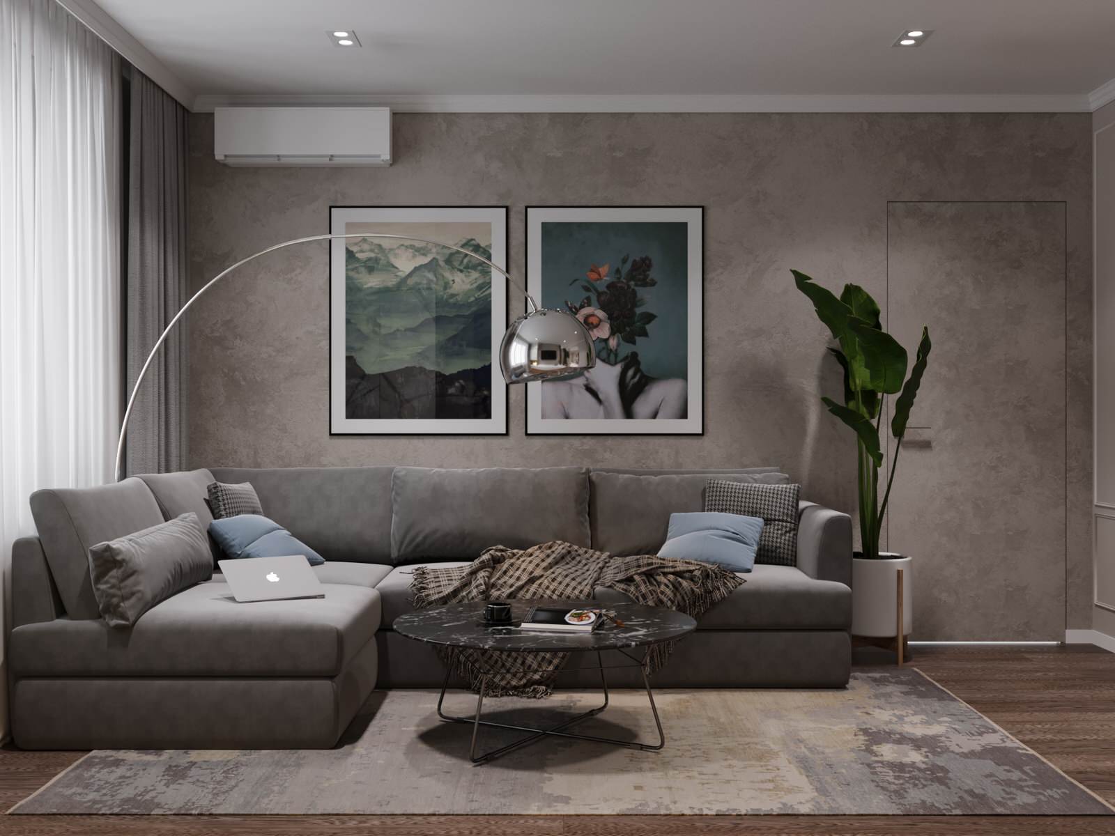 Обложка проекта: Стильная гостиная в темных тонах