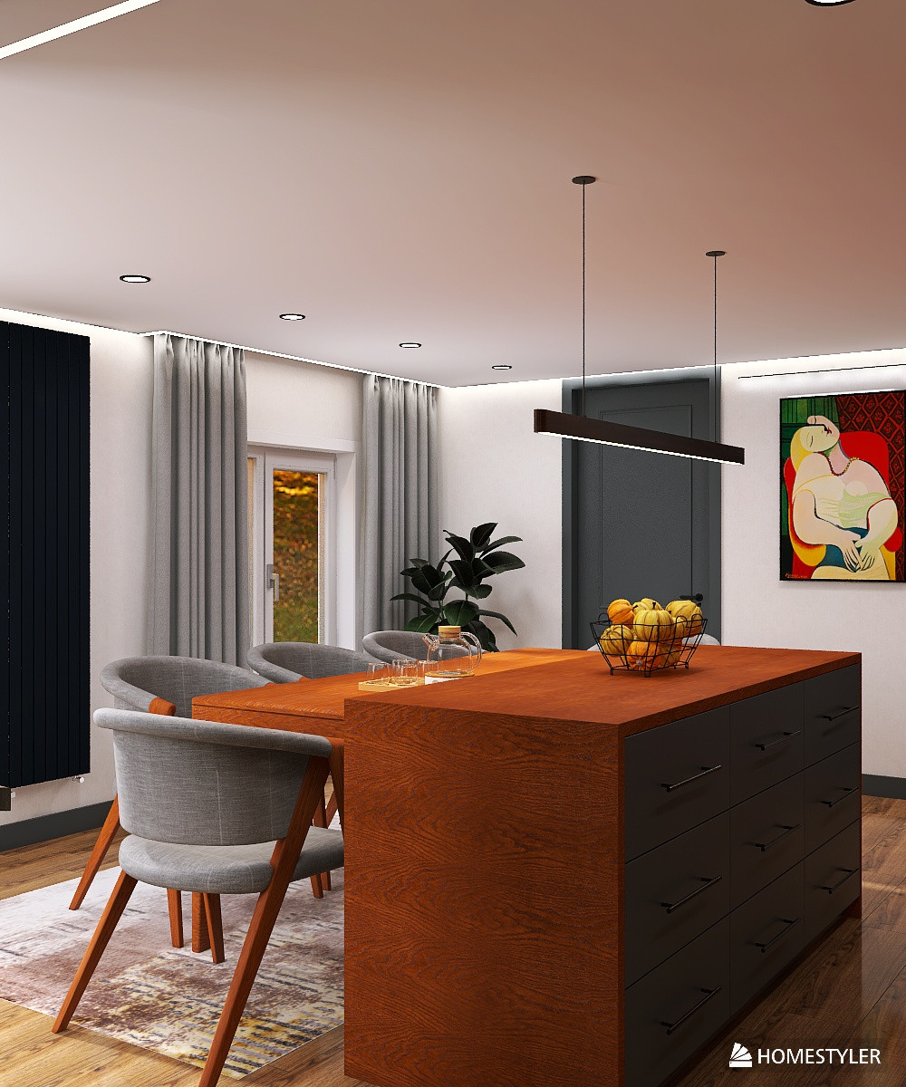 Кухня-столовая частного дома в современном стиле