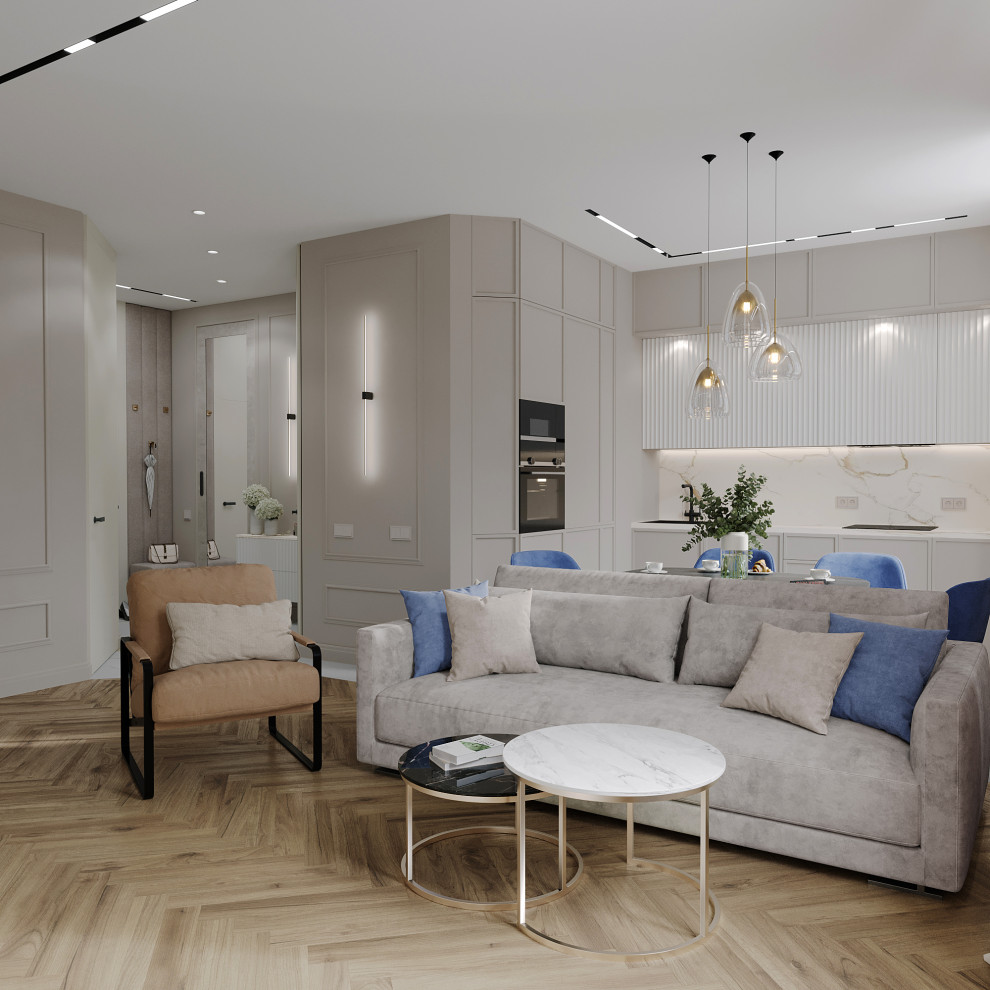 Гостиная в стиле неоклассика ЖК Родной город