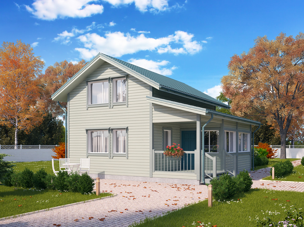 Дом из клеёного бруса для постоянного проживания "Оптима 2 с верандой"