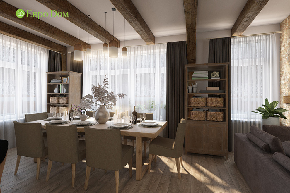 Дизайн интерьера двухкомнатного дома 73 кв. м в стиле шале