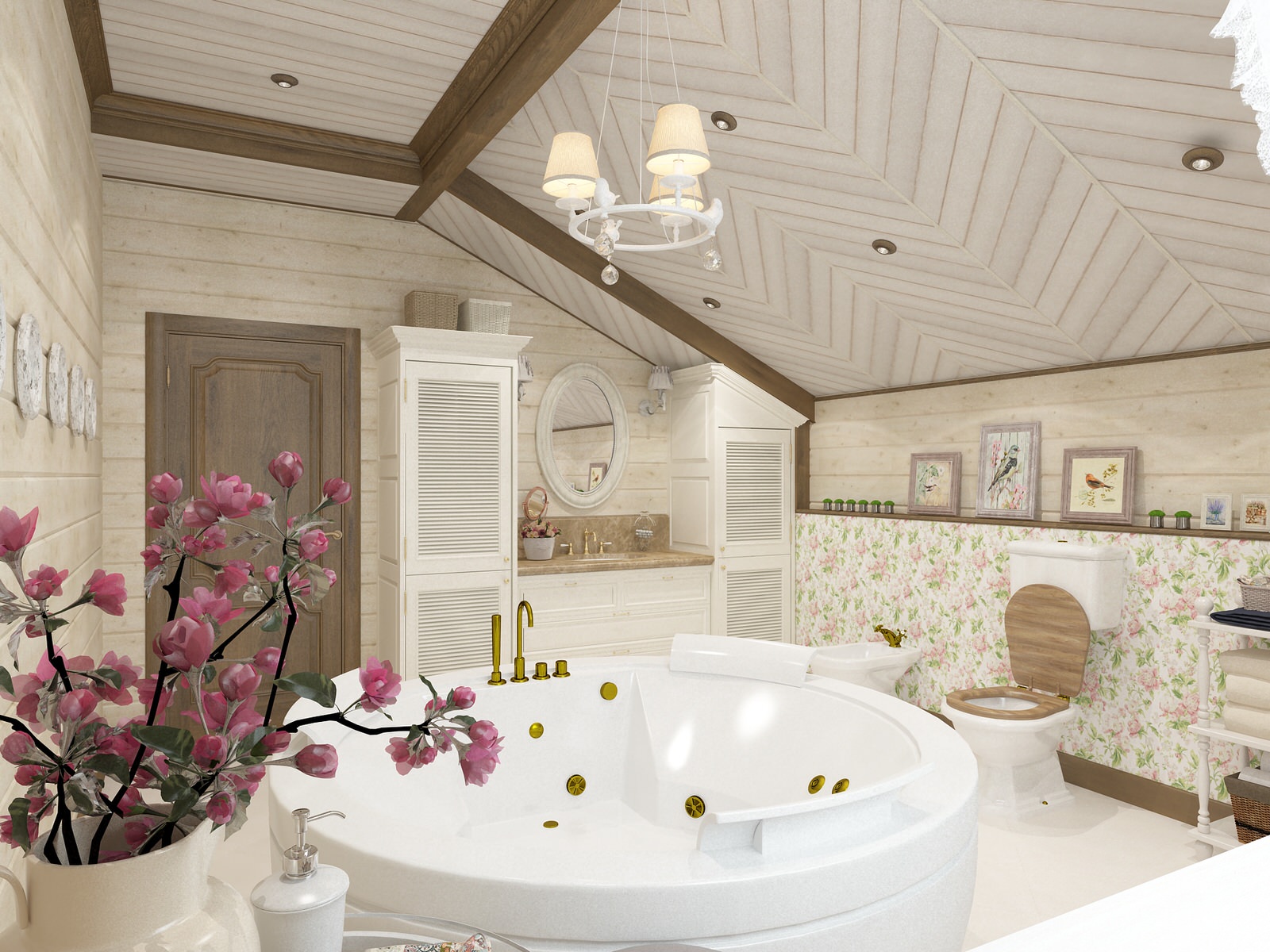 Прованс в клееном брусе. Санузлы