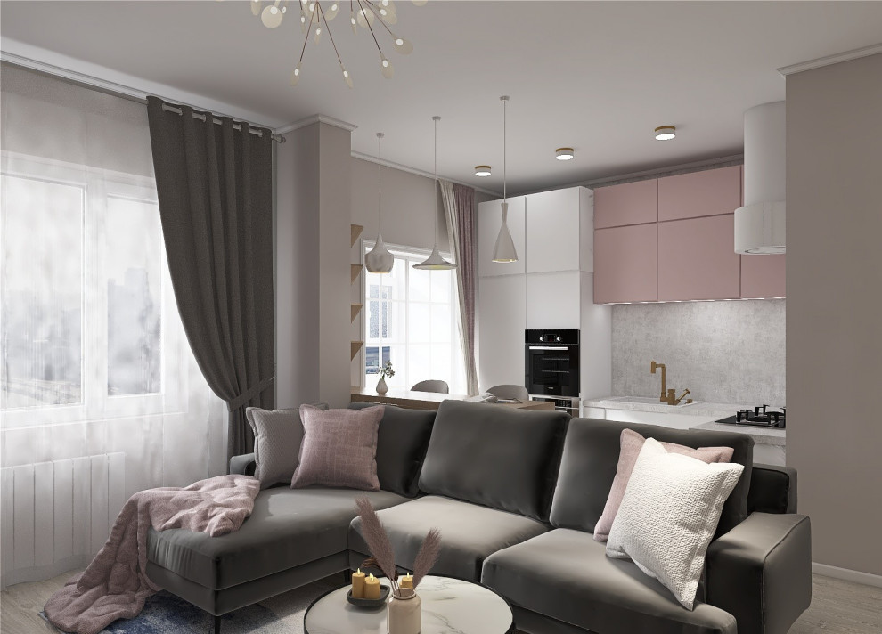 Обложка проекта: Кухня-гостиная для молодой творческой девушки