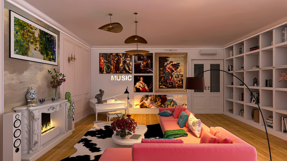 Гостиная с другого ракурса, картины подобраны по тематике музыки