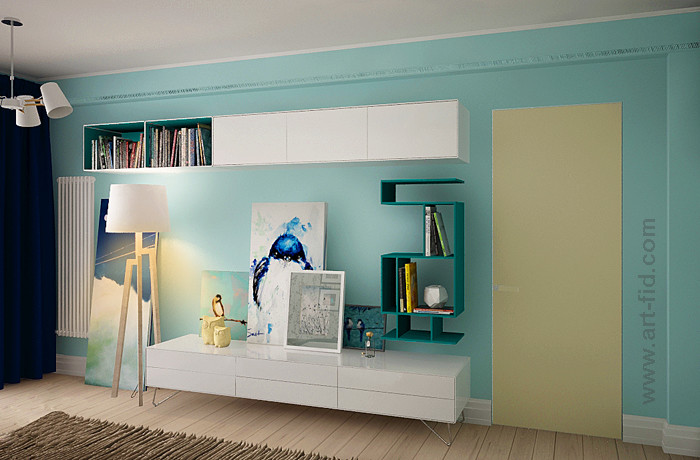 Кухня и спальня с качелями на балконе в Москве