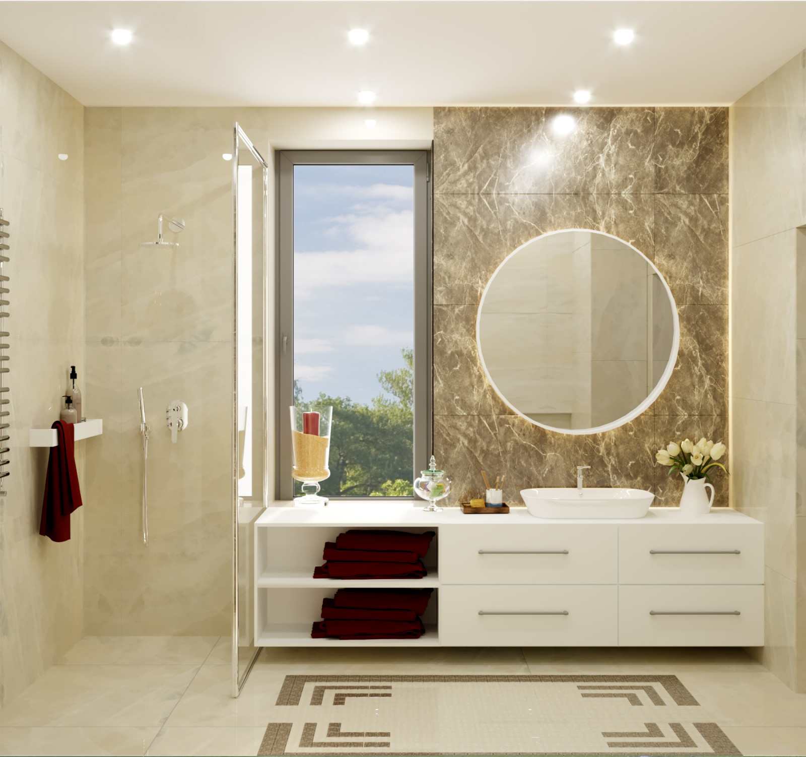 Обложка проекта: Ванная комната со светлой отделкой под мрамор