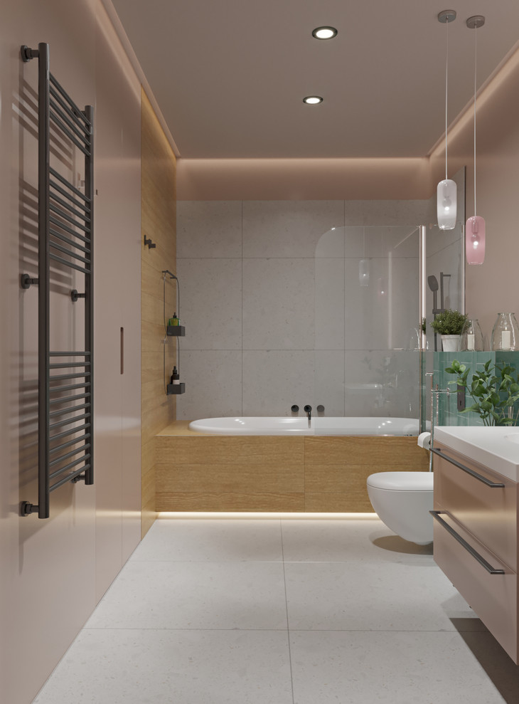 Двухкомнатная квартира с зеленой перегородкой в гостиной