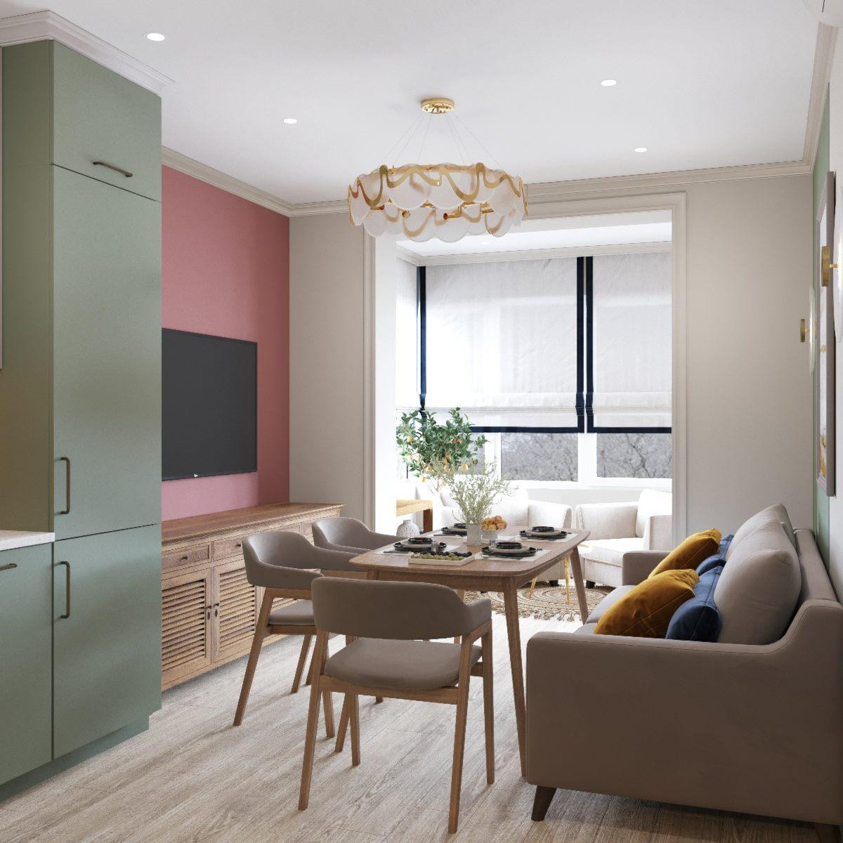 Яркая эклектичная квартира 85м2 в Новороссийске