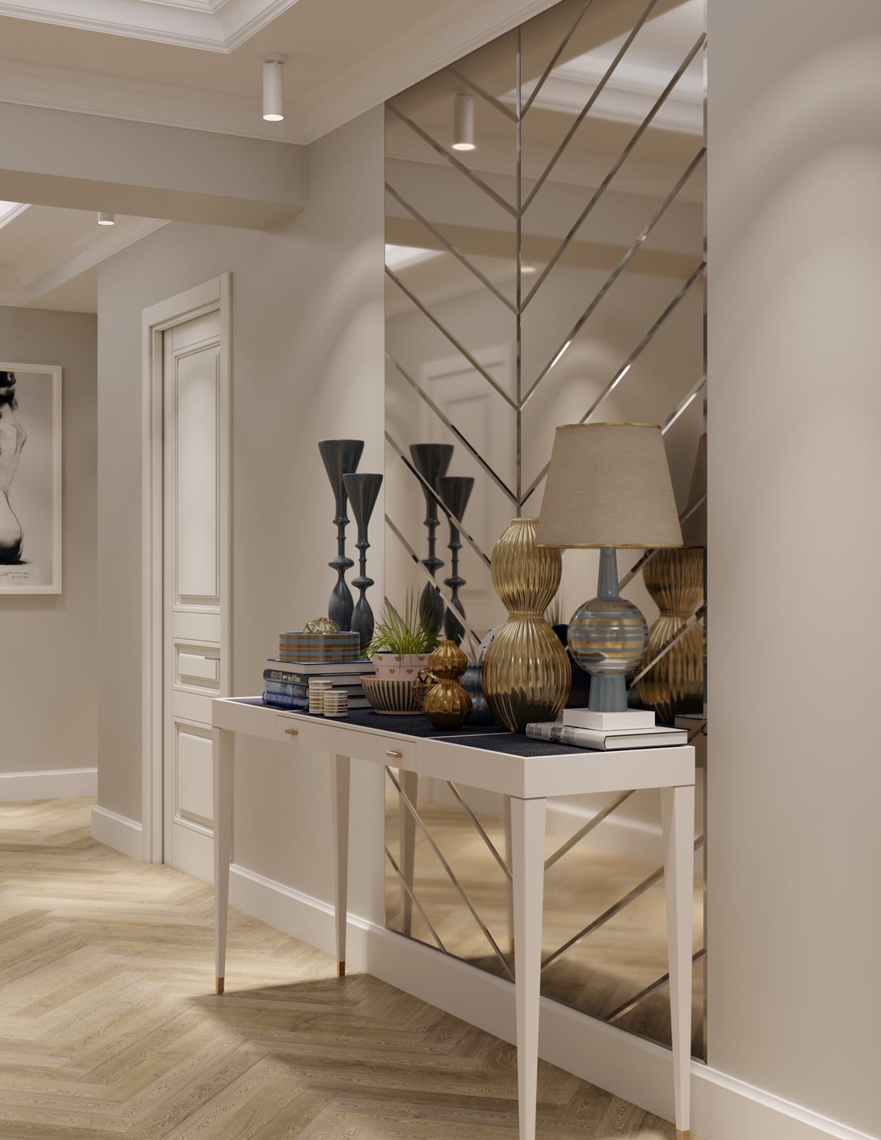 Мягкий эклектичный интерьер квартиры 205 кв.м.