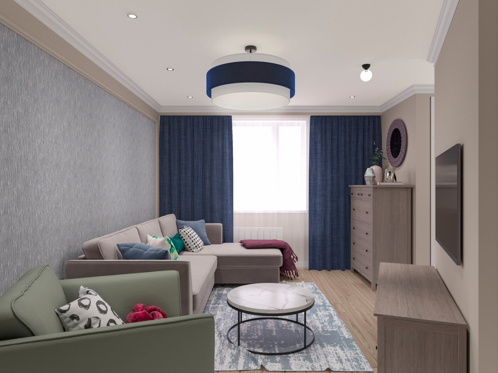 Дизайн-проект. 3-хкомнатная квартира в ЖК "Государев Дом". Видное. 2018 г.