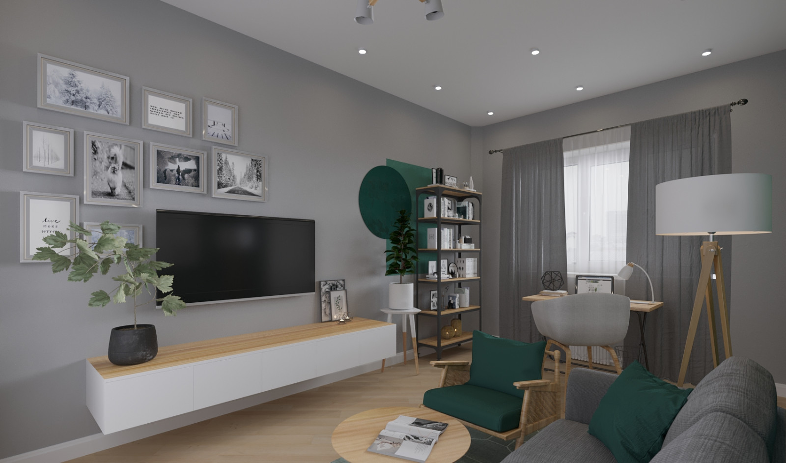 Обложка проекта: Гостиная с рабочей зоной