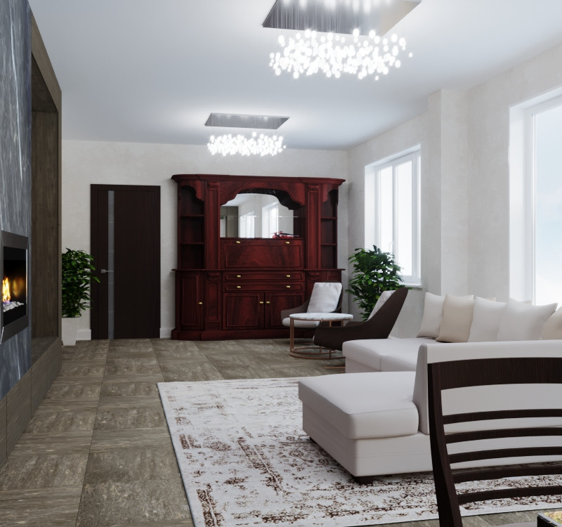 300 кв, кухня студия