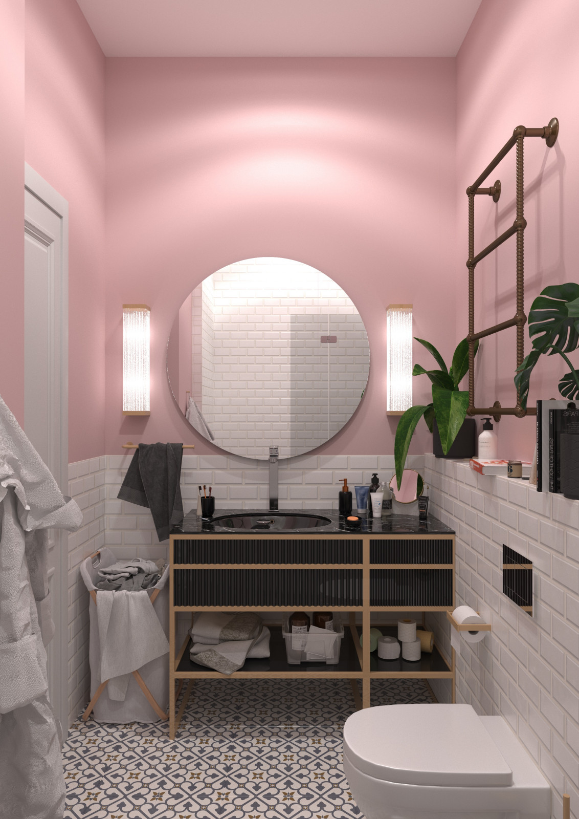 Обложка проекта: Розовая ванная комната