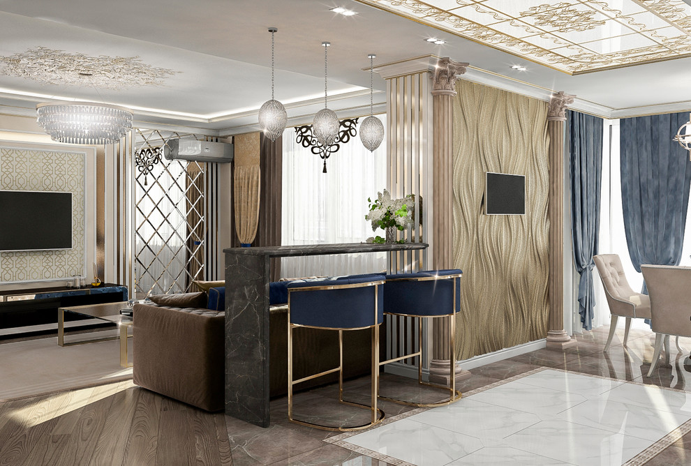 Визуализации кухни-гостиной. ЖК Изумрудный. (несколько вариантов).