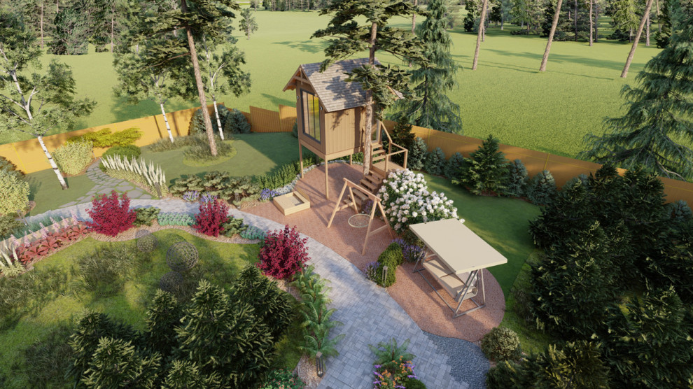 Сад в сосновом лесу