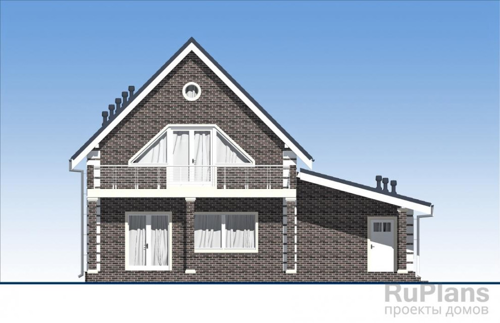 Rg5884 - Одноэтажный дом с мансардой, гаражом, террасой и балконами