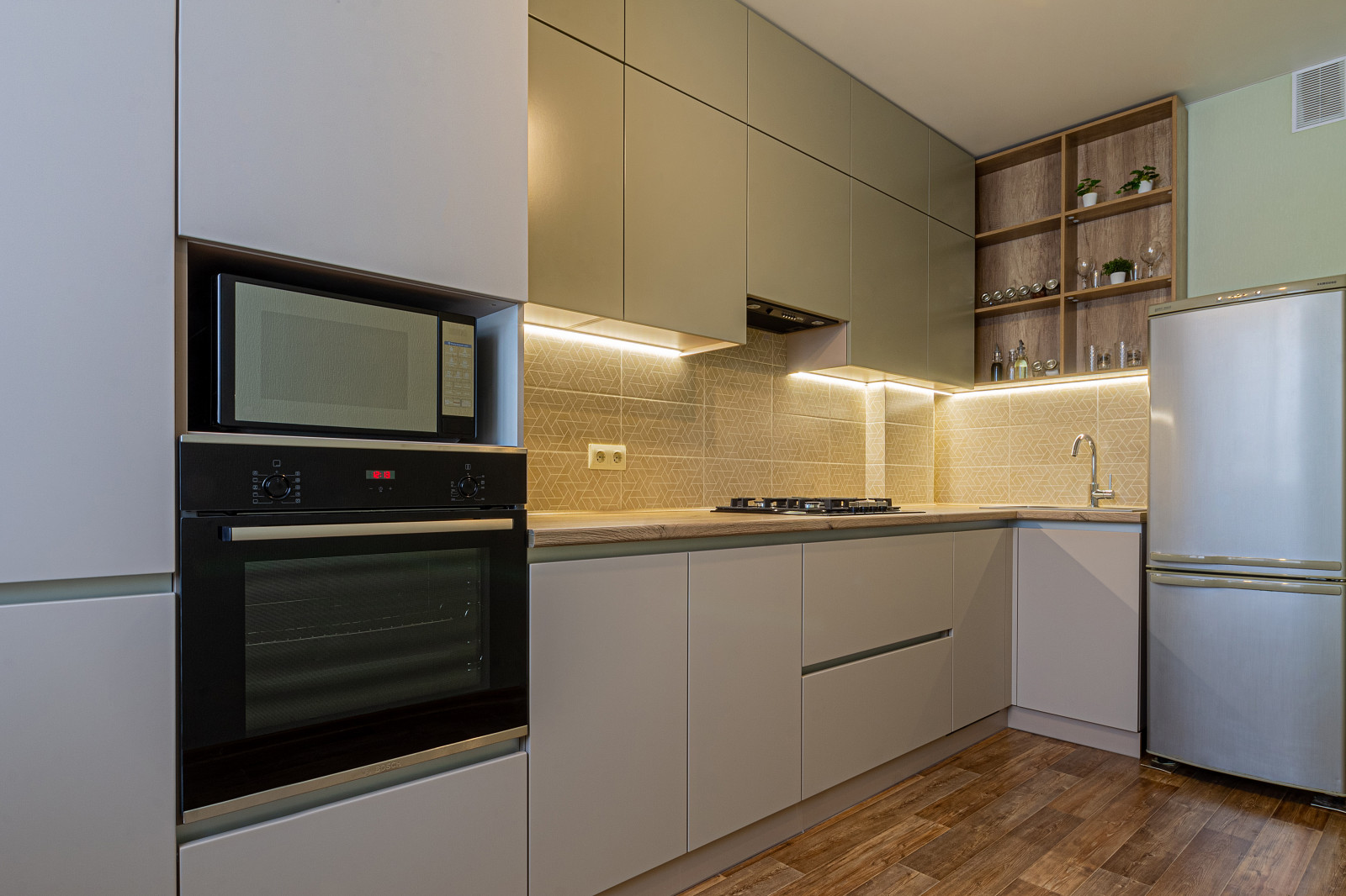 Обложка проекта: Проект кухни реализован в квартире на Славной