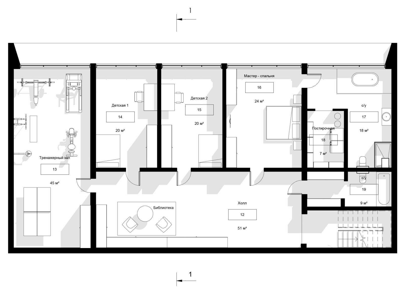 Эскизный проект жилого дома для семьи с двумя детьми