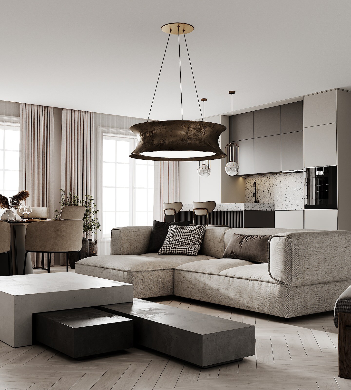 Современная кухня-гостиная