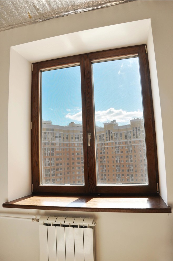 Остекление квартиры на Радиальной (дерево-алюминиевые окна)