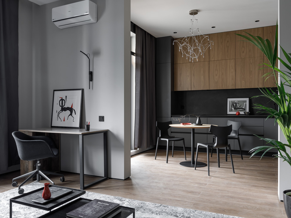 Реализованная квартира под сдачу в темных тонах в ЖК Притяжение