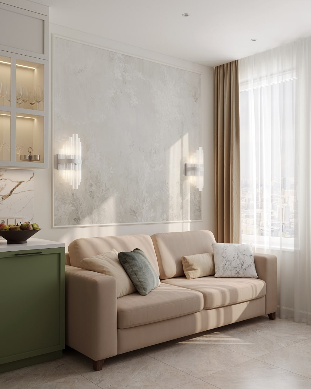 Свежая кухня в зеленых оттенках