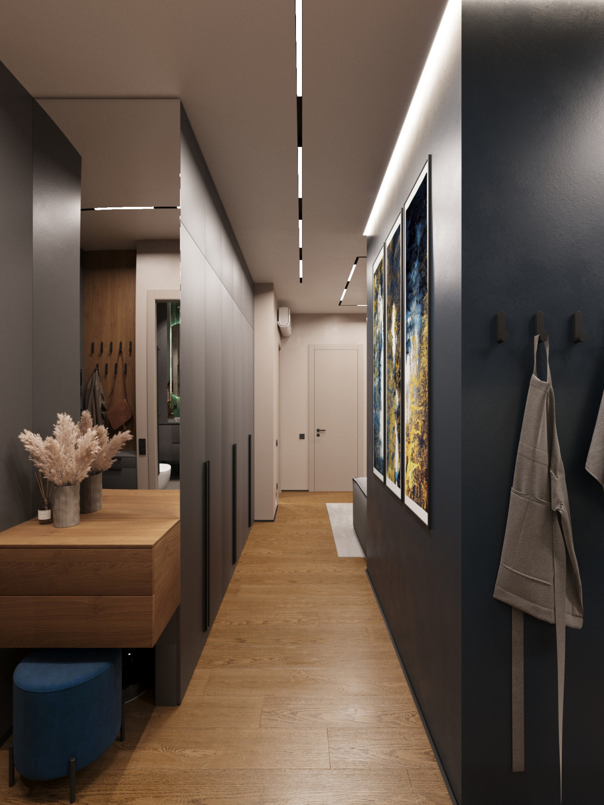 Дизайн-проект квартиры в темно серых тонах