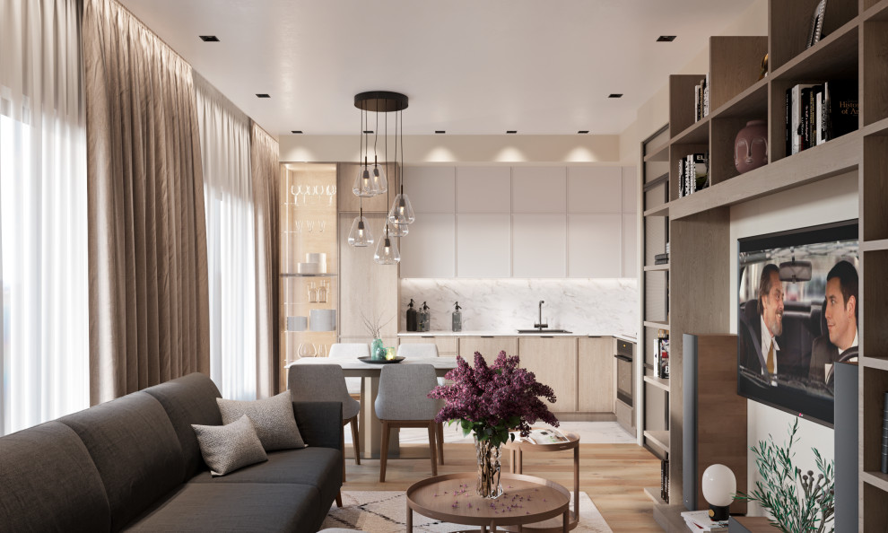 Обложка проекта: Визуализация квартиры в бежевых тонах