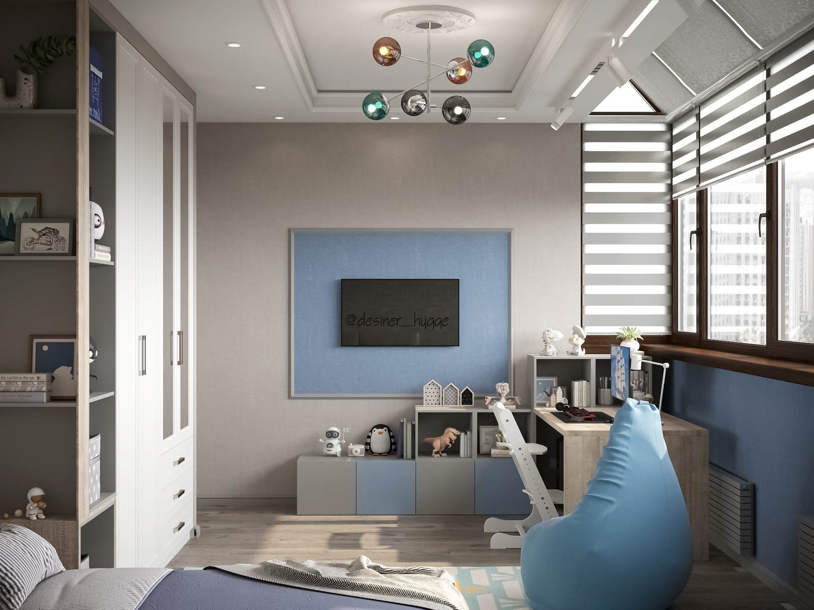 Детская с мансардным остеклением