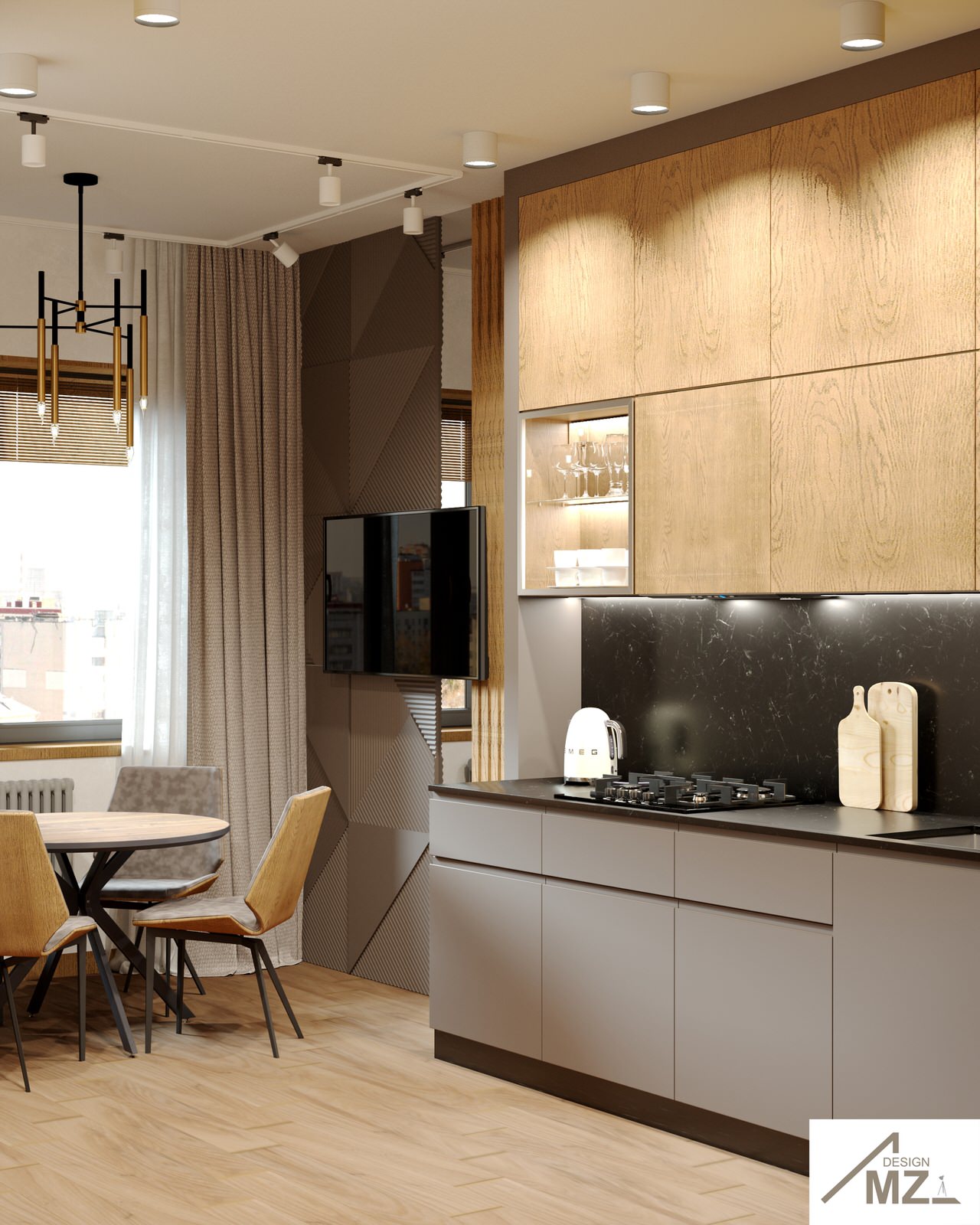 Кухня 12 м2. Минимализм с элементами лофта.