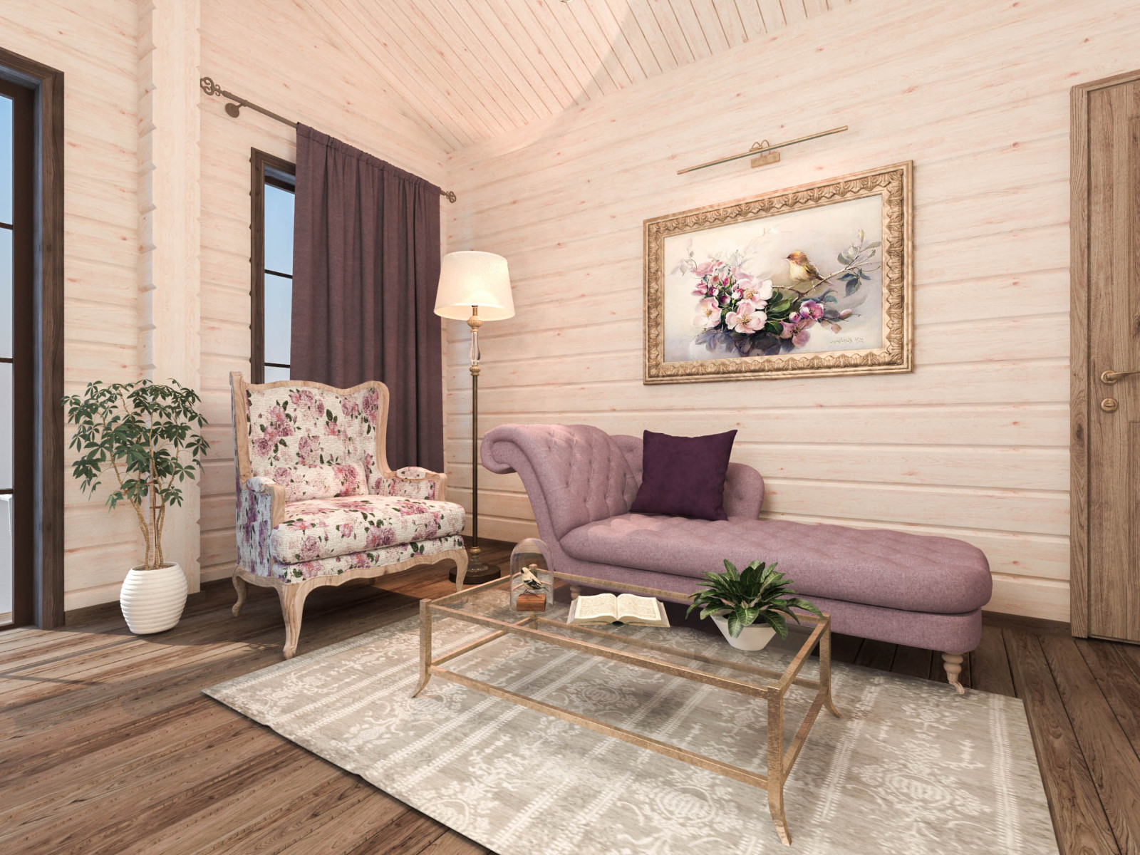 Обложка проекта: Дом в срубе. Спальня жены