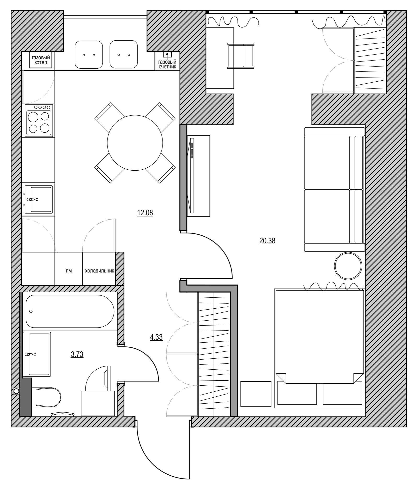 Проект недели: Кухня 12 кв. м. с газовой колонкой [найдите ее]