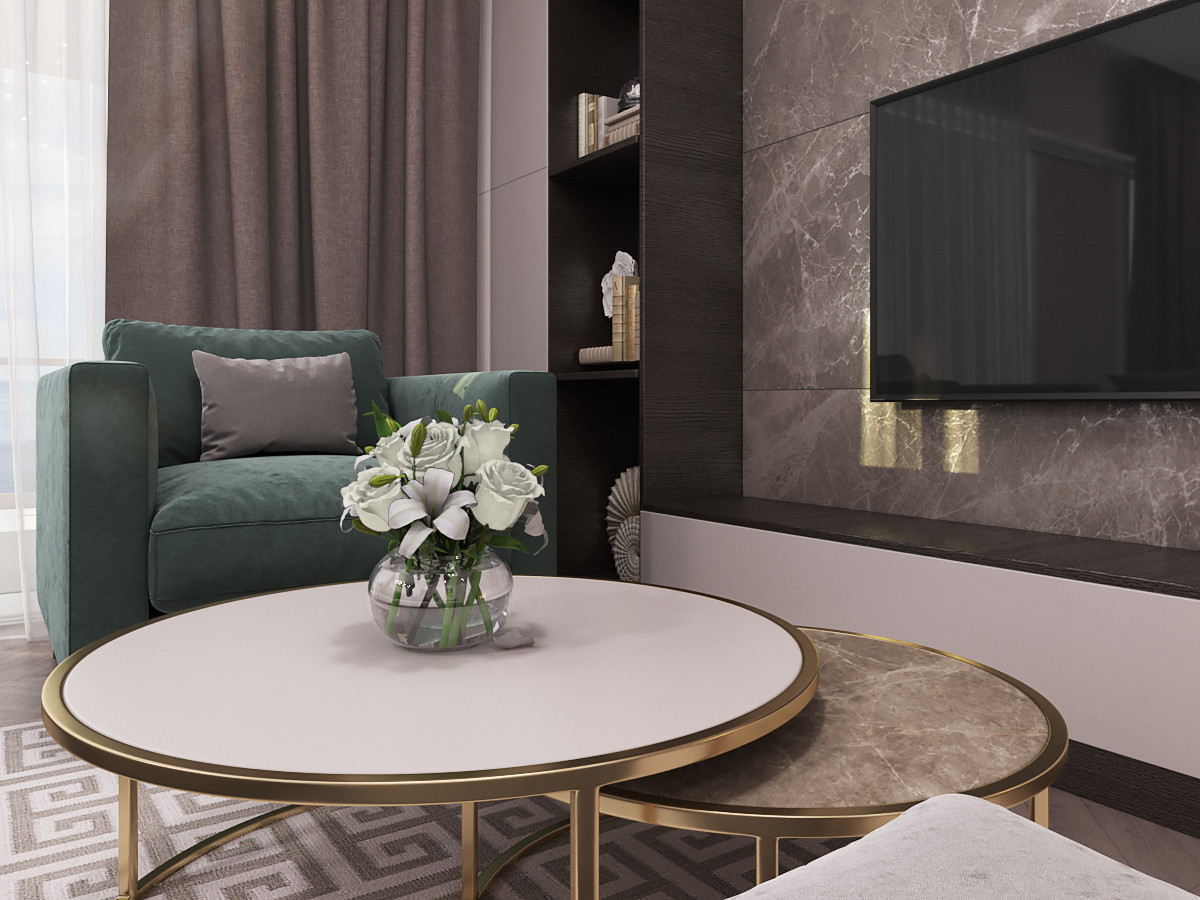 Кухня-гостиная в коттедже на Кипре.