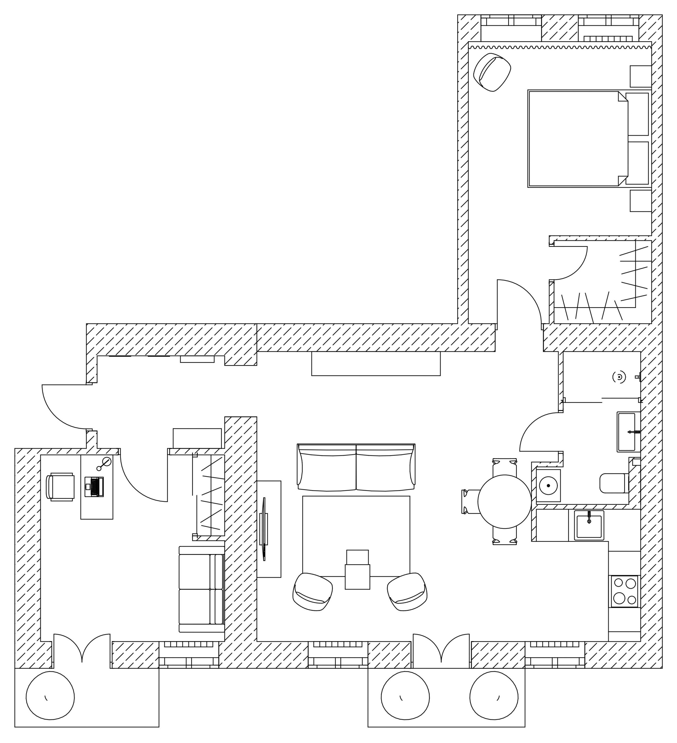 Houzz Украина: Черно-белый интерьер с арочными окнами