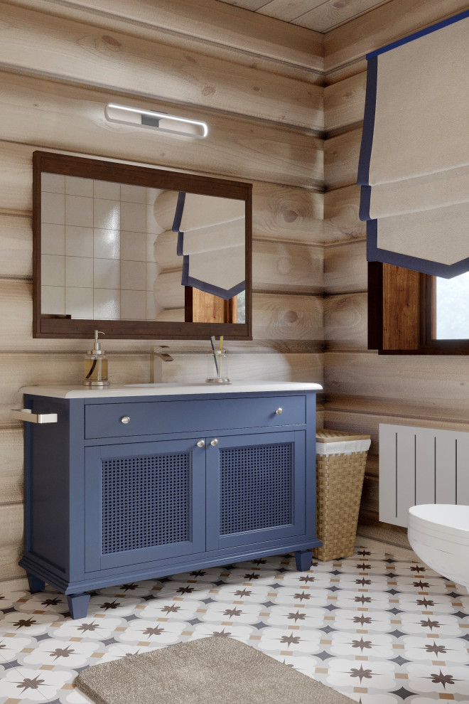 Обложка проекта: 2 санузла в доме  из бруса