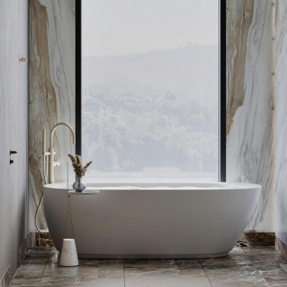 Дизайн ванной комнаты с видом на горы. Сочи
